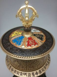 六字大明 手搖轉經輪(銅)