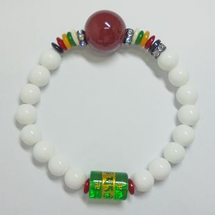 車渠,瑪瑙,水晶手串 綠