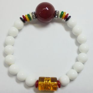 車渠,瑪瑙,水晶手串 黃