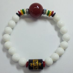 車渠,瑪瑙,水晶手串 黑