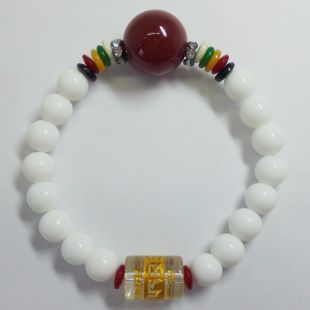 車渠,瑪瑙,水晶手串 白